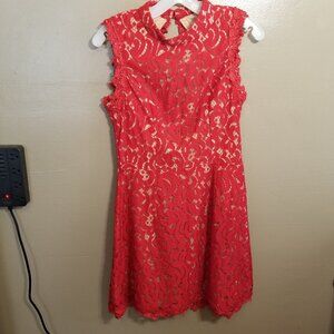 francesca's Red Lace Dress, Medium, Knee-Length